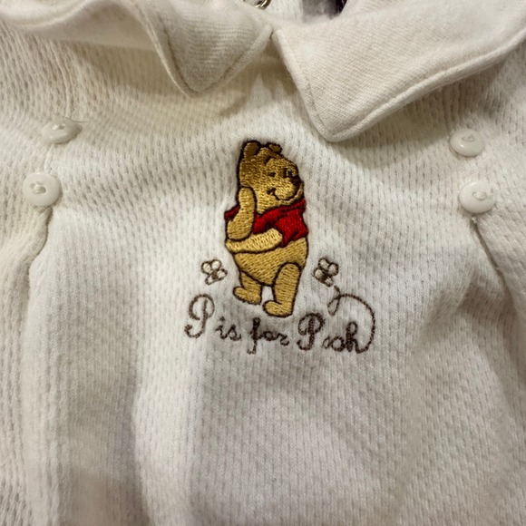 VTG Y2K Disney Winnie the Pooh Romper Kids 6-9M Cream Cotton Classic Embroidered - Picture 2 of 7